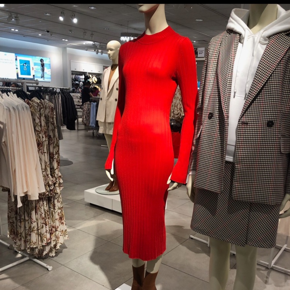 H&M RIBBED KNIT MIDI/MAXI DRESS